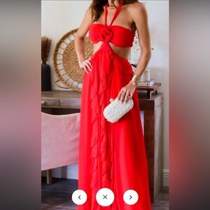 Stunning Red cut out maxi dress - size large